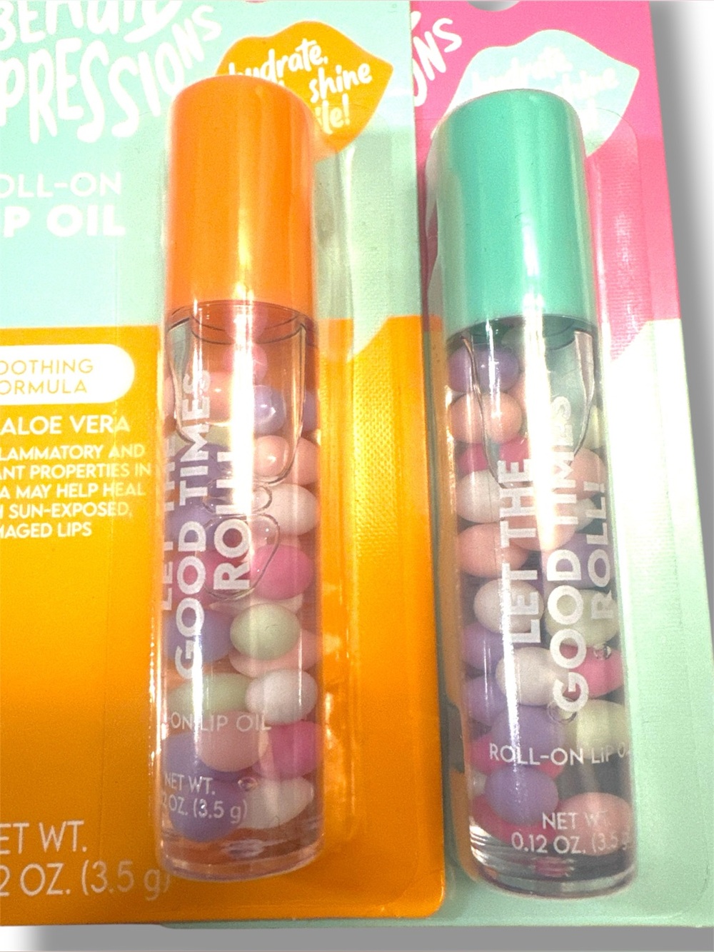 Beauty Impressions Roll-On Lip Oil Set One with Aloe, One with Vitamin E